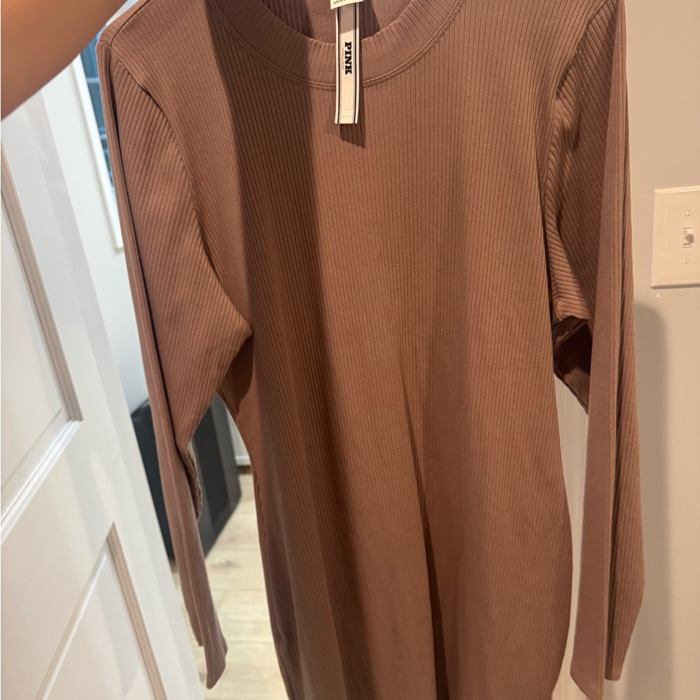 PINK Victoria's Secret Ribbed tan dress